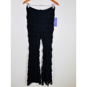 Forever 21 Mermaid Collection‎ Black Sheer Textured Look Flare Pants Size Large